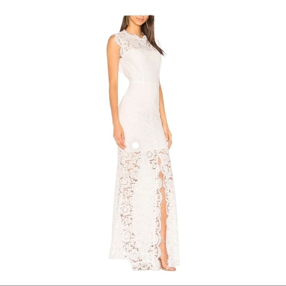 NWT RACHEL ZOE Estelle White Lace Cutout Open Back Maxi Gown Size US 6 - Picture 4 of 9